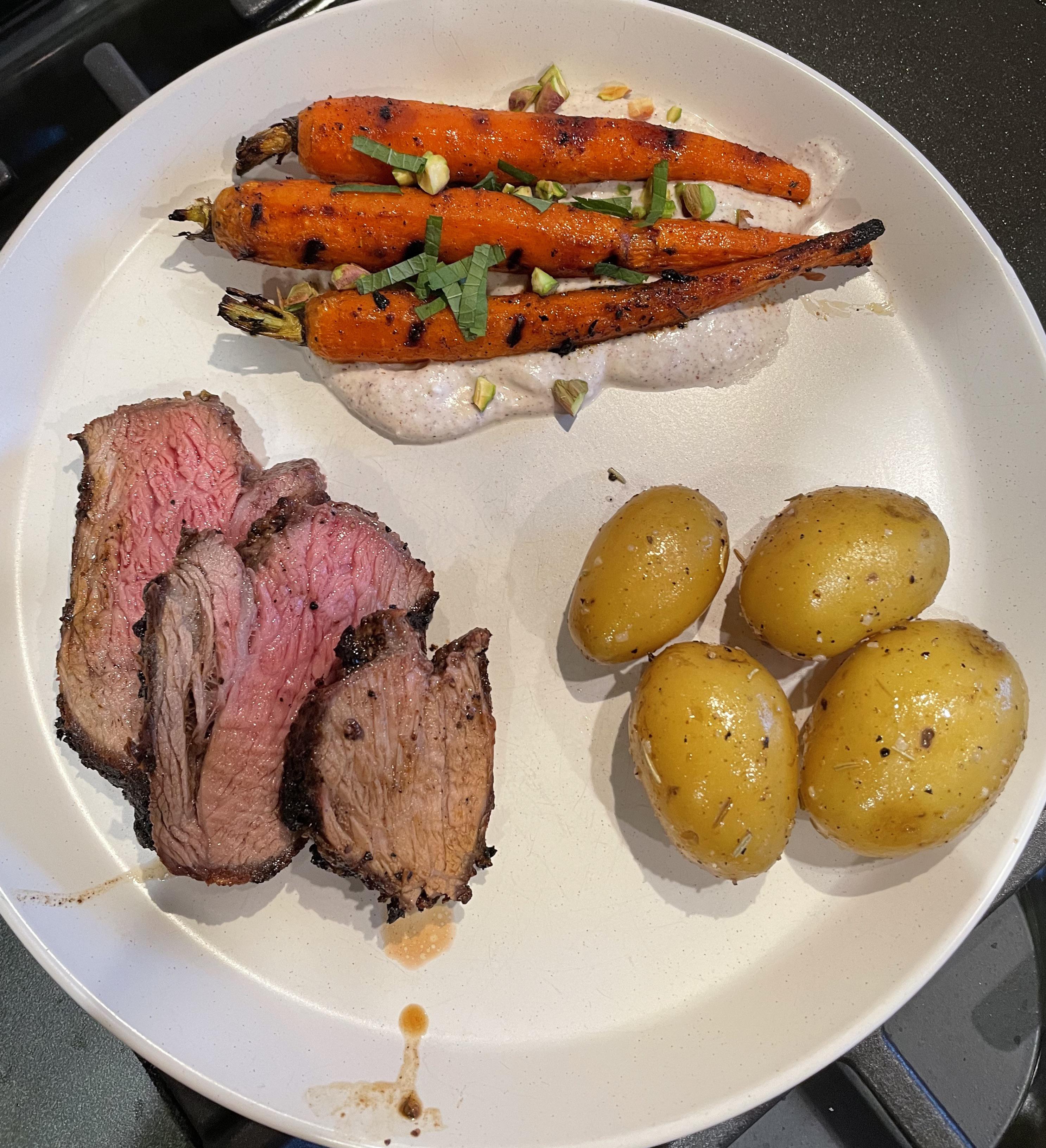 Asian inspired fourpepper tri tip steak au poivre, spiced grilled