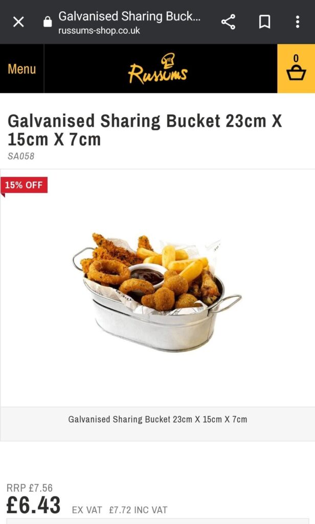 Food serving bucket that can't let food touch it...