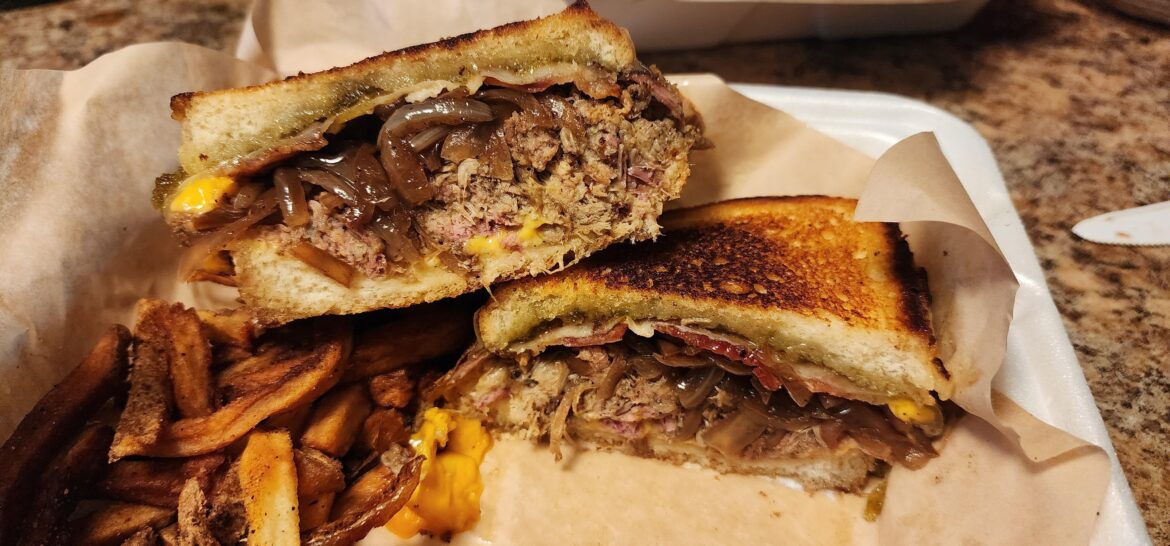 My favorite bbq sandwich from a local place in Minnesota. Heart attack grilled cheese they call it!