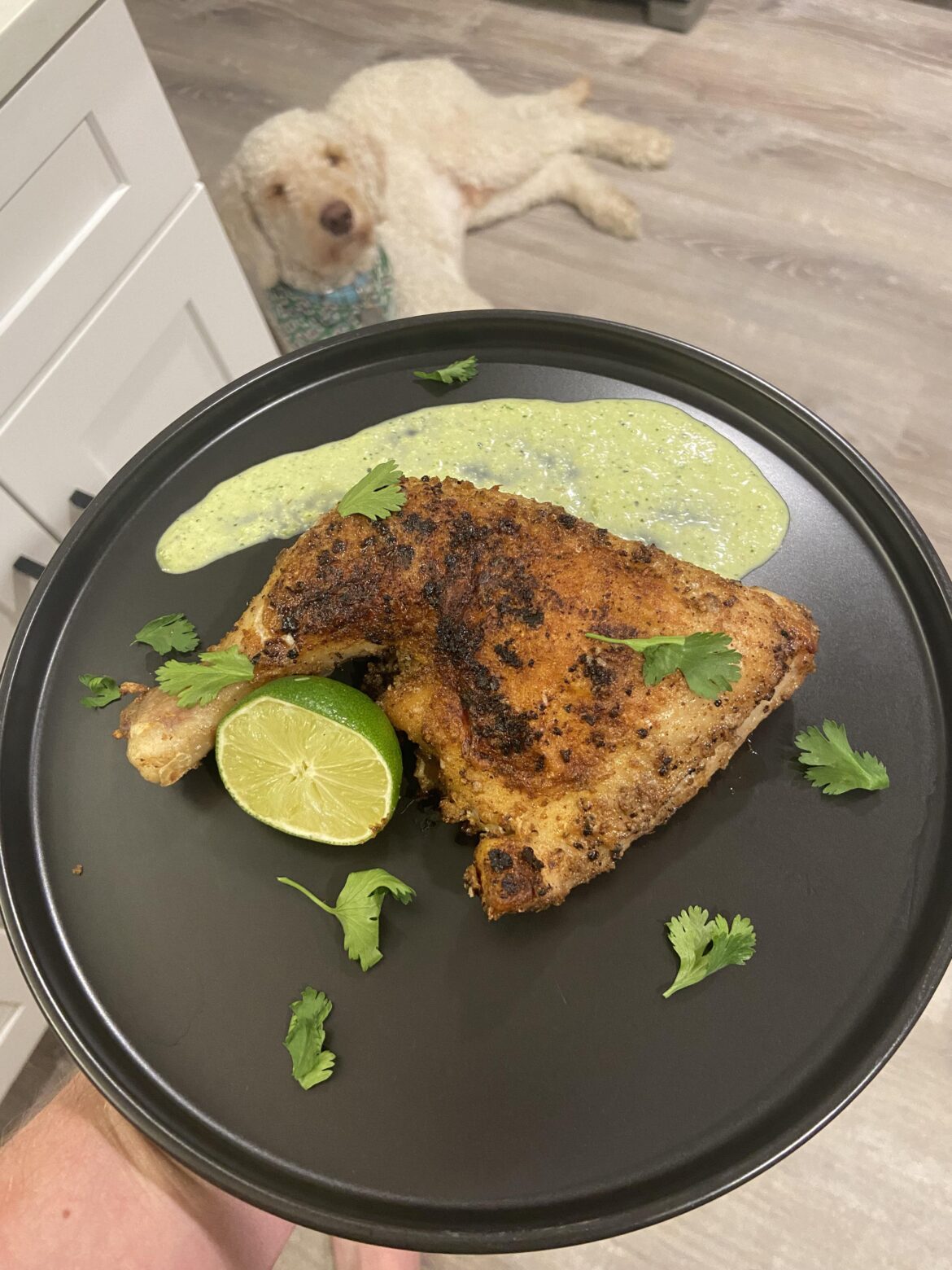 Peruvian chicken with green sauce