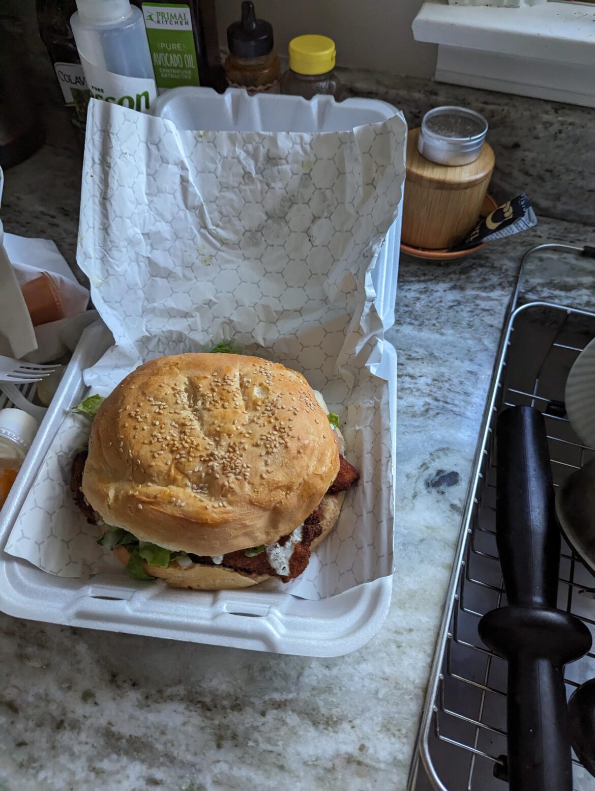 This was borderline novelty sized, amazing breaded chicken cemita.