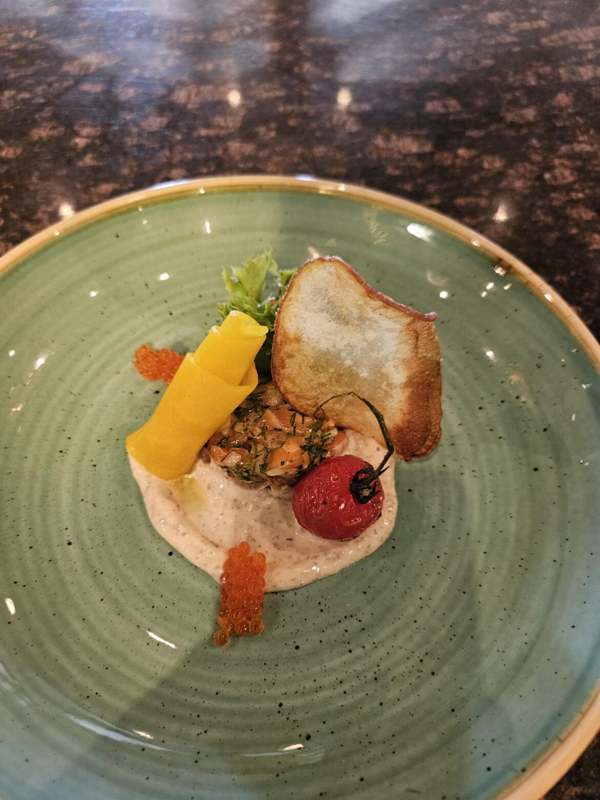 Truffle mayo Yellow radish salmon tartare and trout caviar