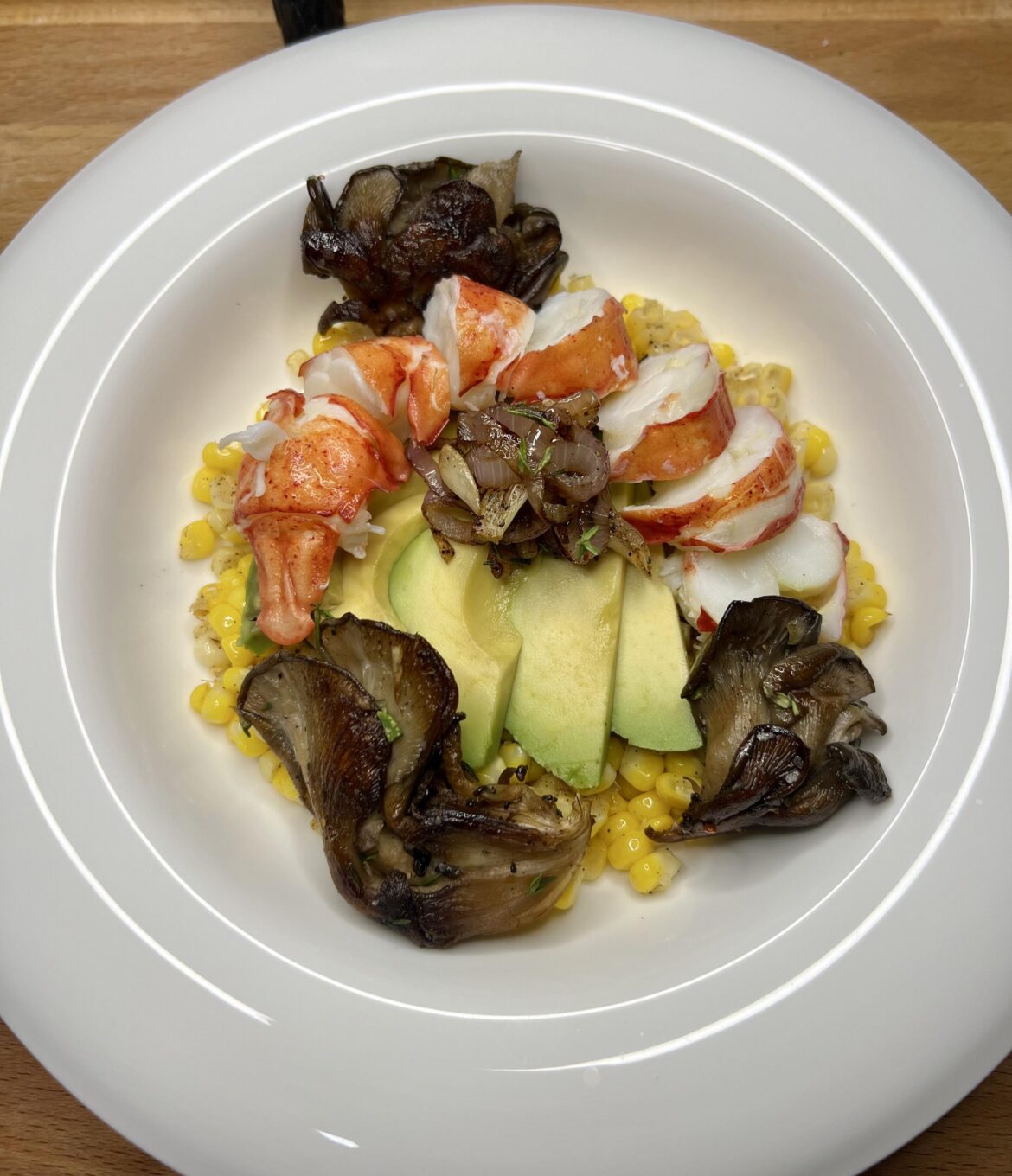 Lobster, Avocado, Oyster Mushroom, Brown Butter Sweet Corn