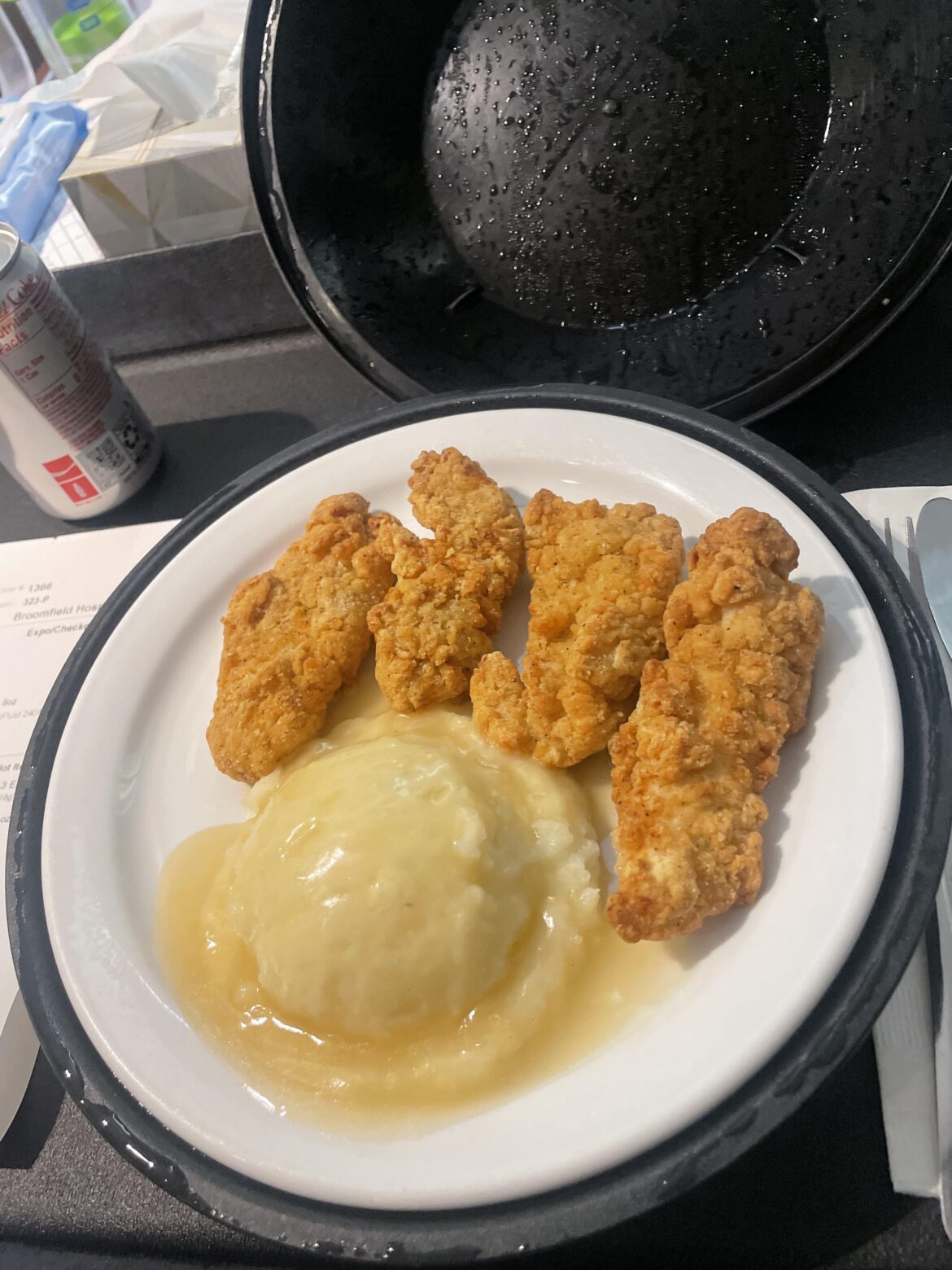 Hospital Dinner - Chicken tenders & mashed potatoes