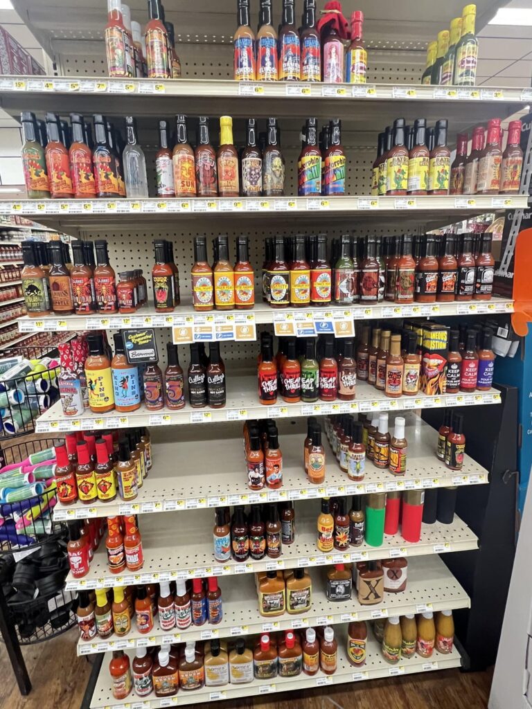 Local grocery store has a whole section of hot sauces. Not sure if any are actually good yet.