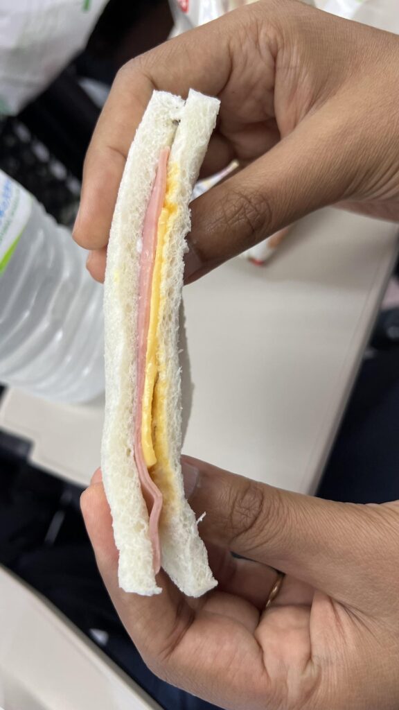 Ham and cheese sandwich from convenience store.