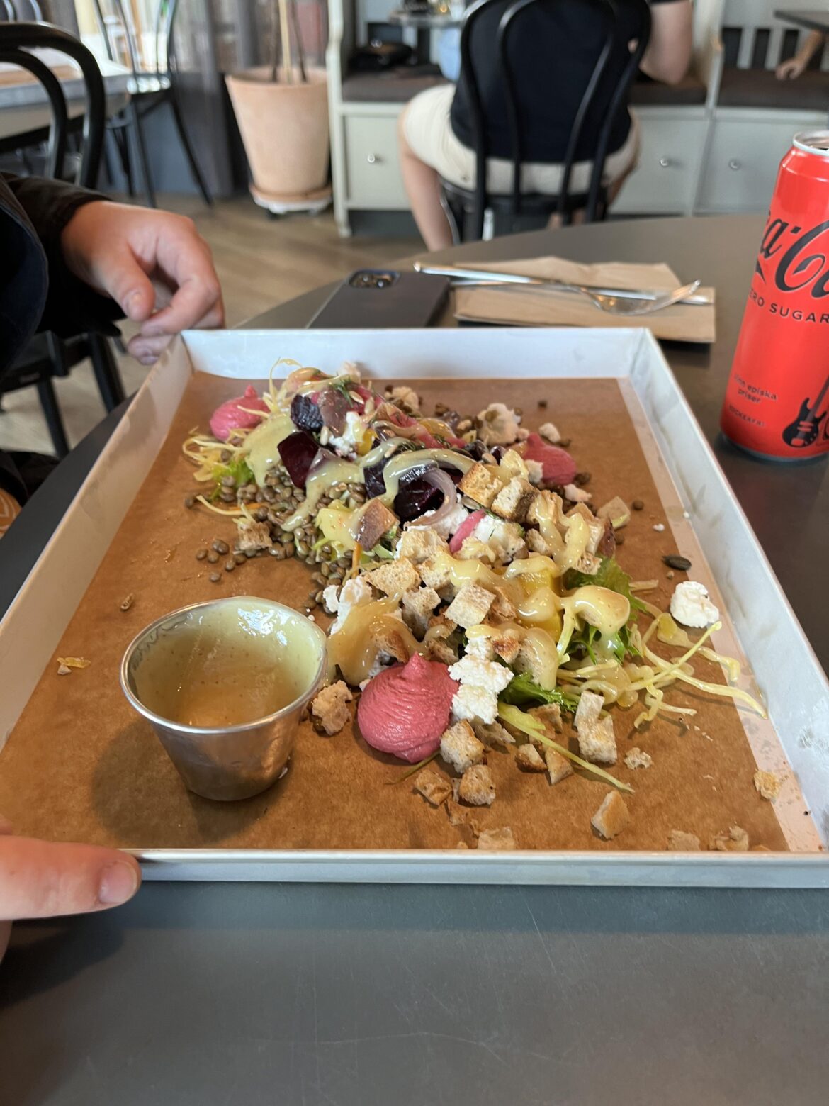 Girlfriend got a salad on a tray