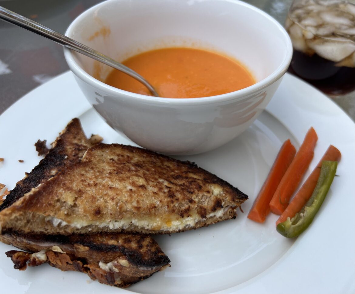 It’s a classic for a reason. Grilled cheese & homemade tomato soup. Cheese is cotija & shredded mexican cheese blend. My 3yr old only went for the soup which kind of blew my mind lol.