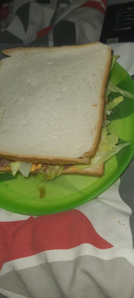 Sandwich salad, steak, bacon cheddar sauce