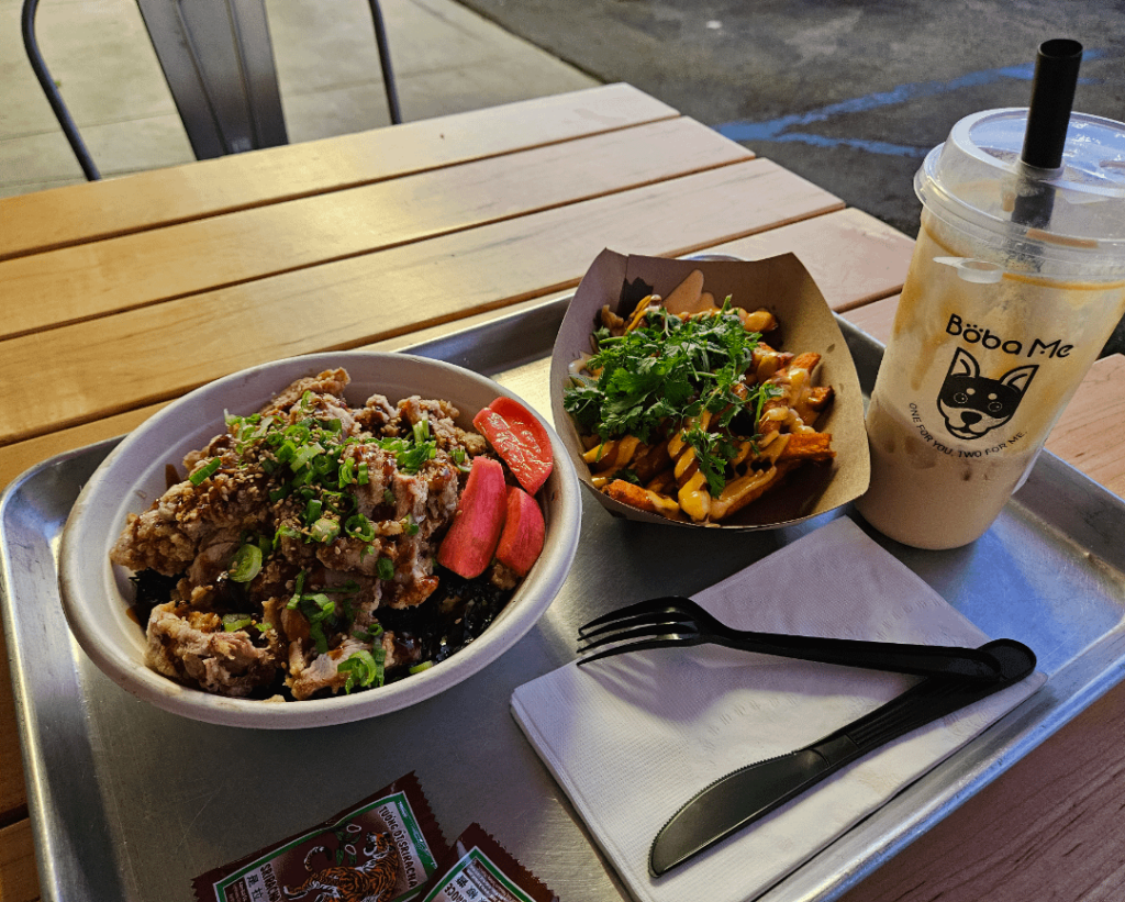 Karage Rice bowl & dynamite fries from Oi Asian Fusion🙌