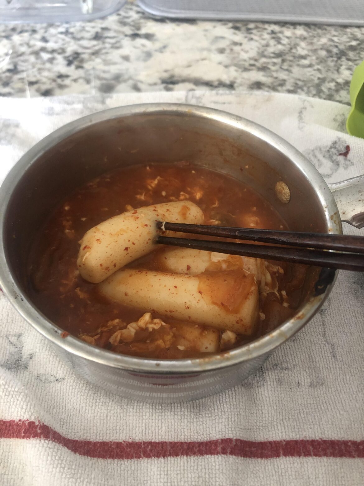 Tteokbokki with Kimchi and Egg