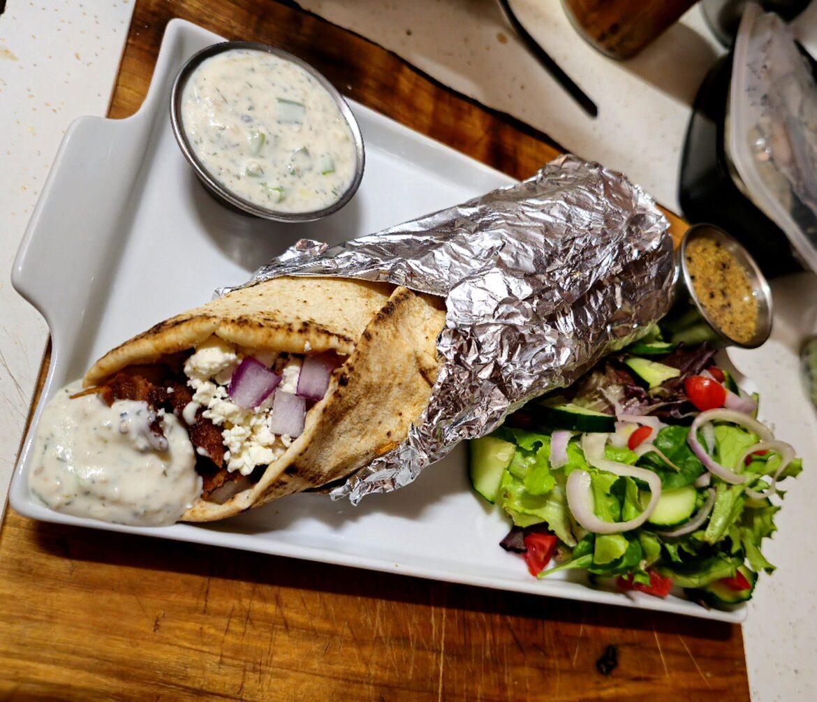 Chicken Gyro w/ Tzatziki & Spinach Salad w/ Honey Mustard Vinaigrette