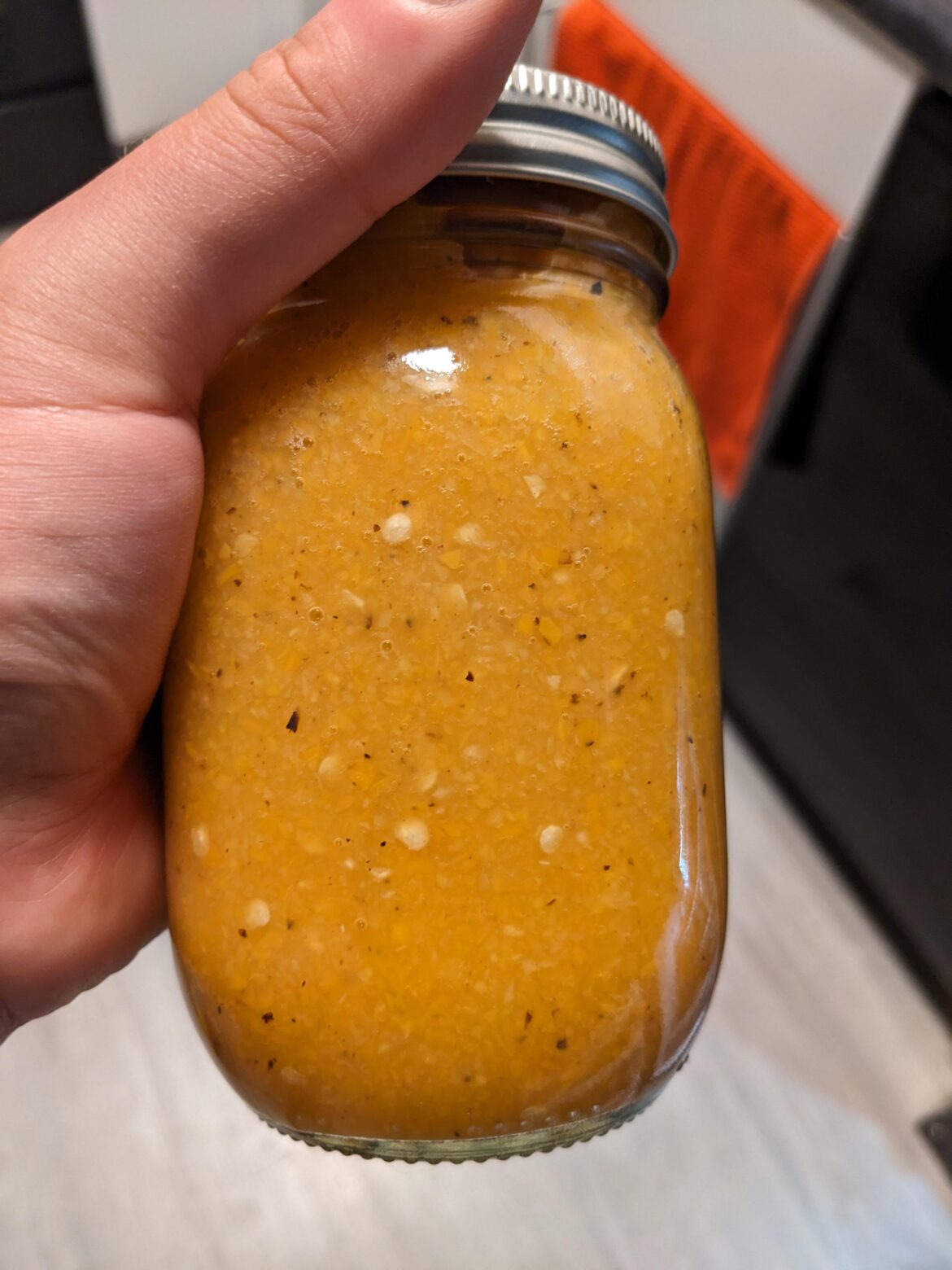 Homemade habanero pepper mash