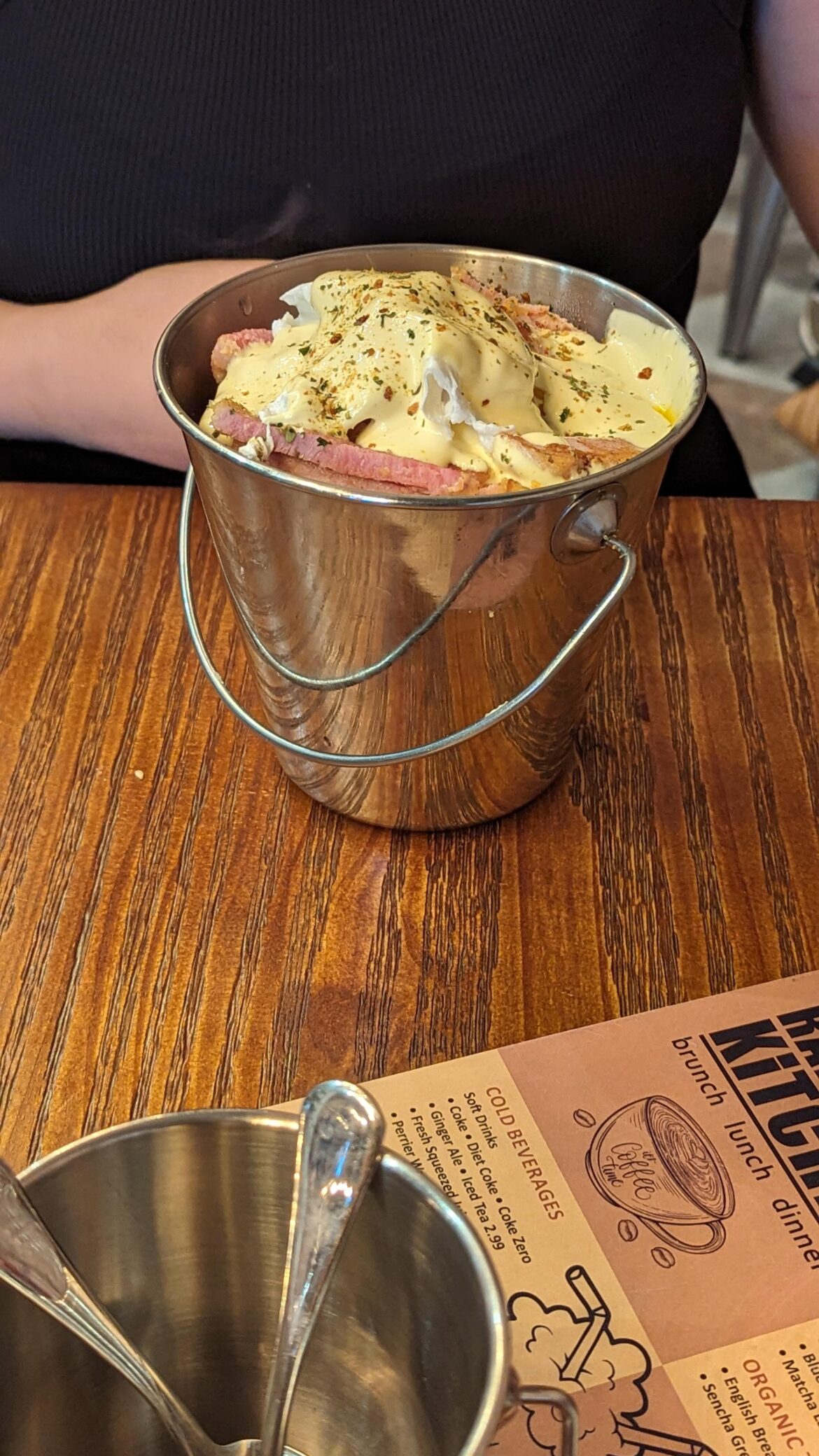 Breakfast hash in a bucket