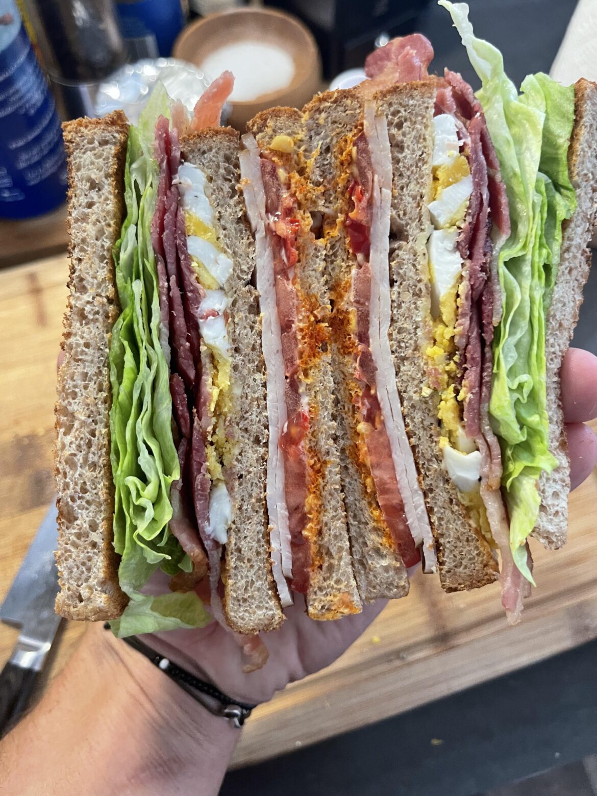 Club sandwich + hard boiled egg
