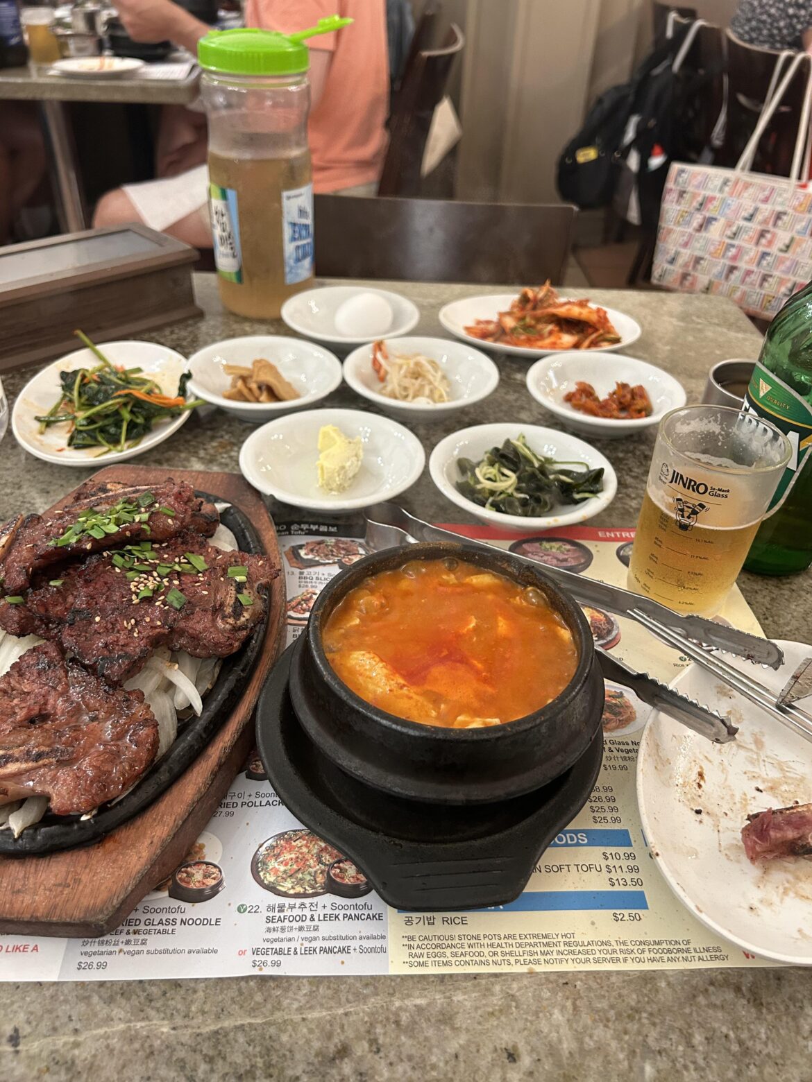 Galbi + kimchi beef soon tofu combo at Surawon