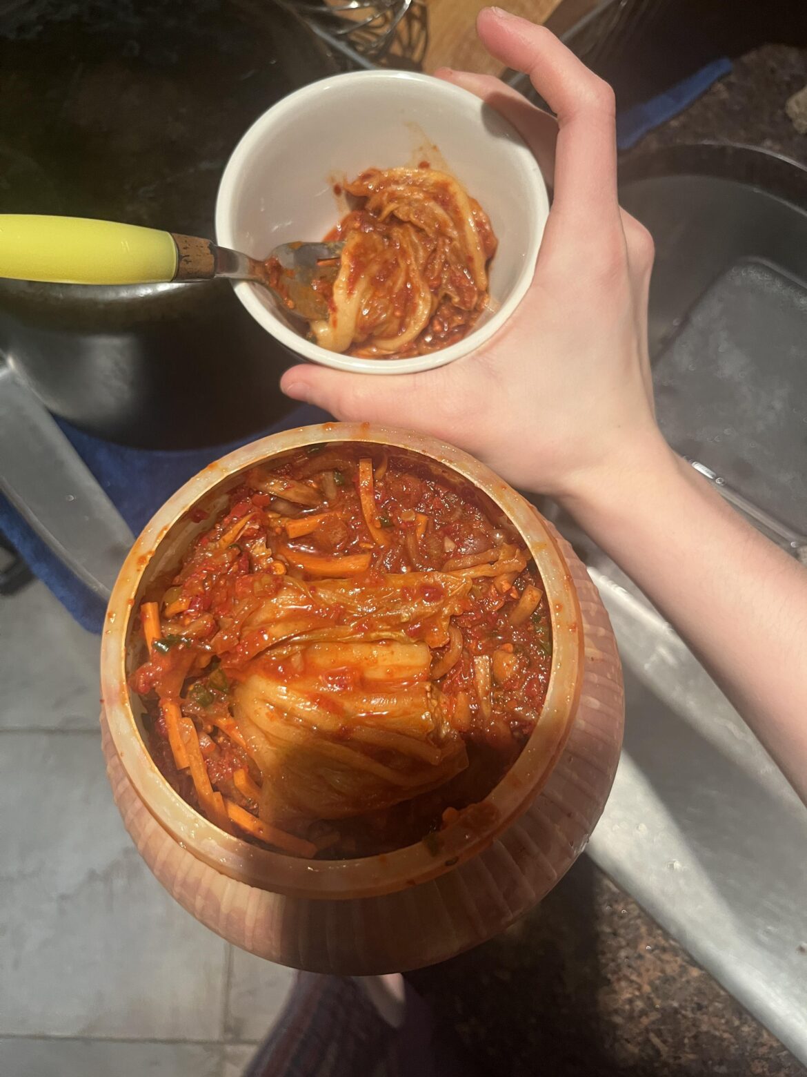 The angry red of my boyfriend’s homemade kimchi ❤️