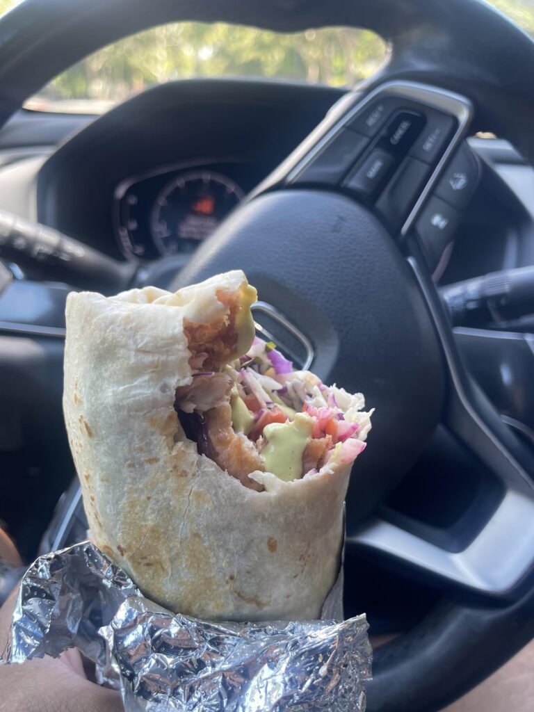 Baja Cali Wild Cod burrito with chipotle crema from Luna’s Mexican Kitchen (San Jose, Ca). Strong 9/10