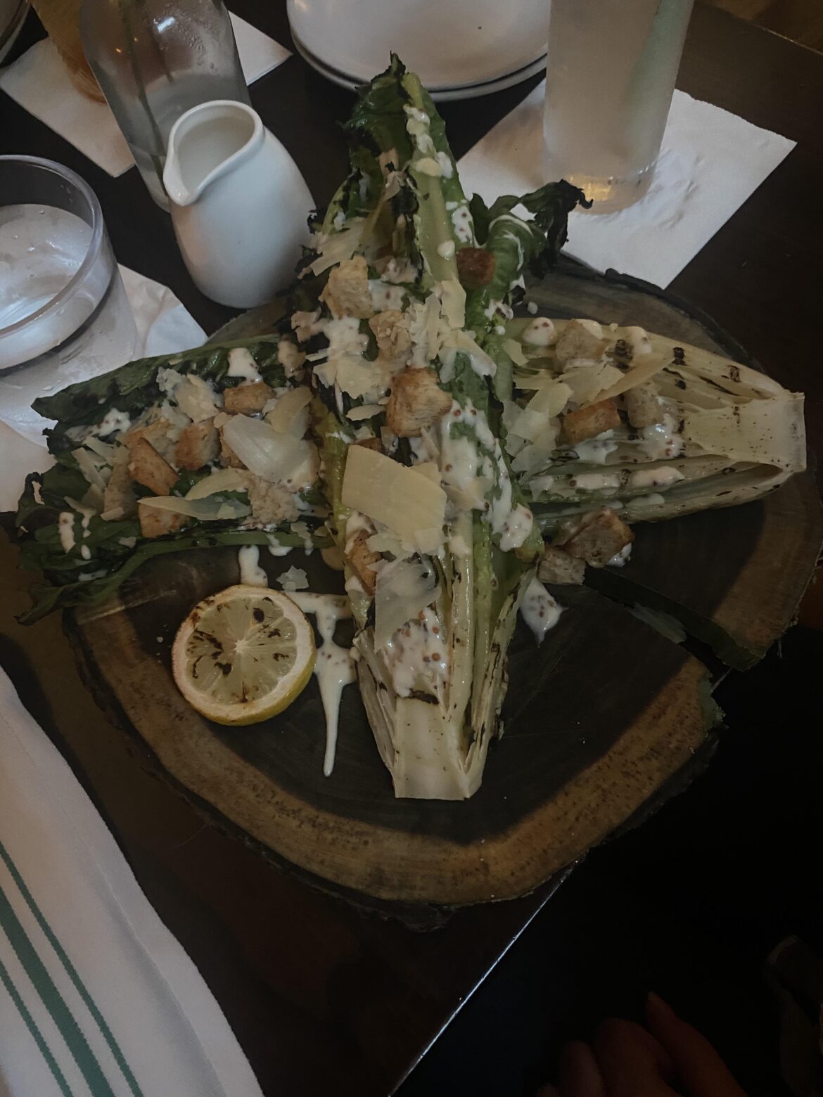 Thankfully, there is a crack in the wood that collects all of your crumbs and salad dressing.