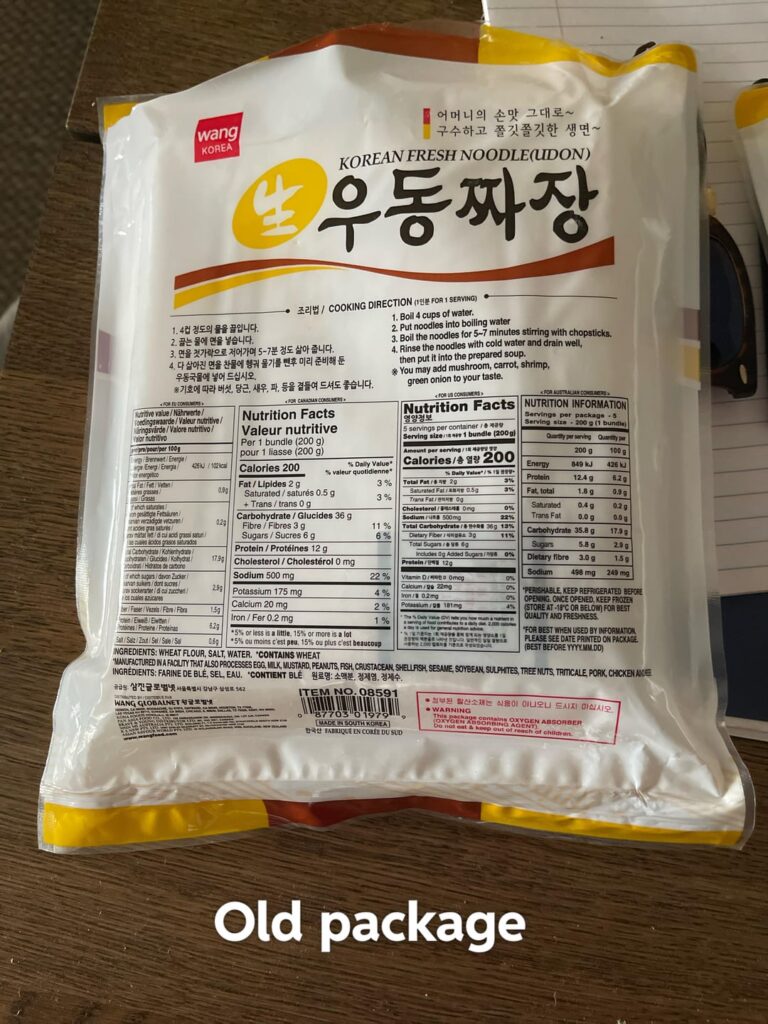 Same exact package of noodles, 3x the calorie difference