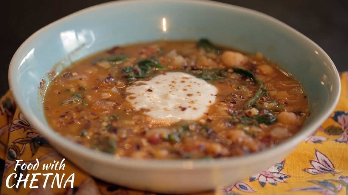 Delicious Lentils, Chickpeas and Spinach soup