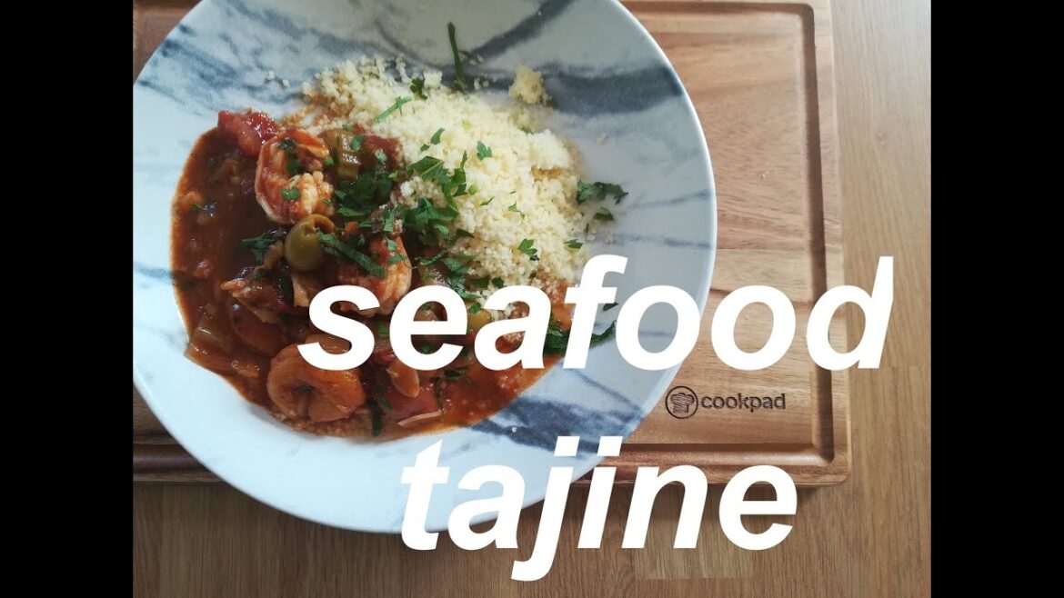 Seafood Tajine or Tagine, classic Moroccan stew with couscous