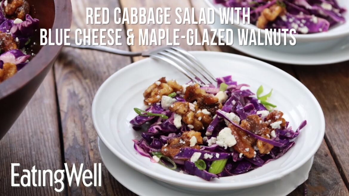 Red Cabbage Salad with Blue Cheese and Maple-Glazed Walnuts