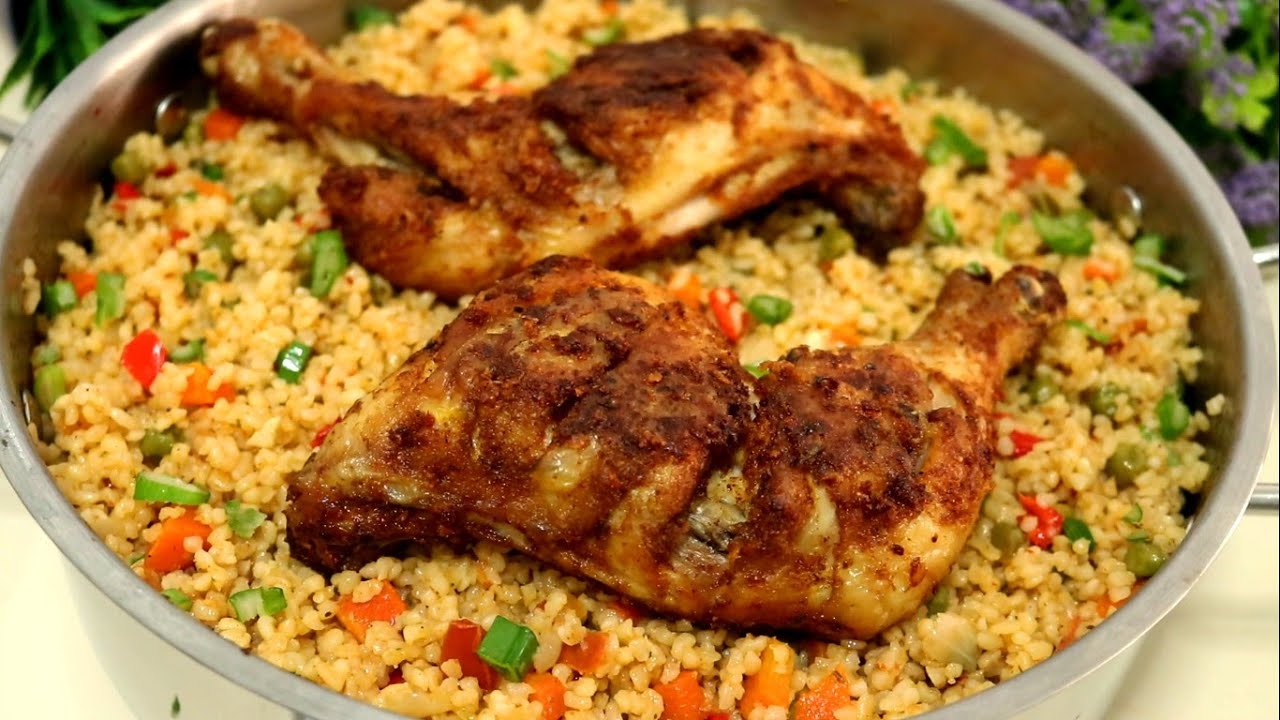 bulgur-pilaf-with-fried-chicken-bulgur-pilaf-recipe-turkish-pilaf