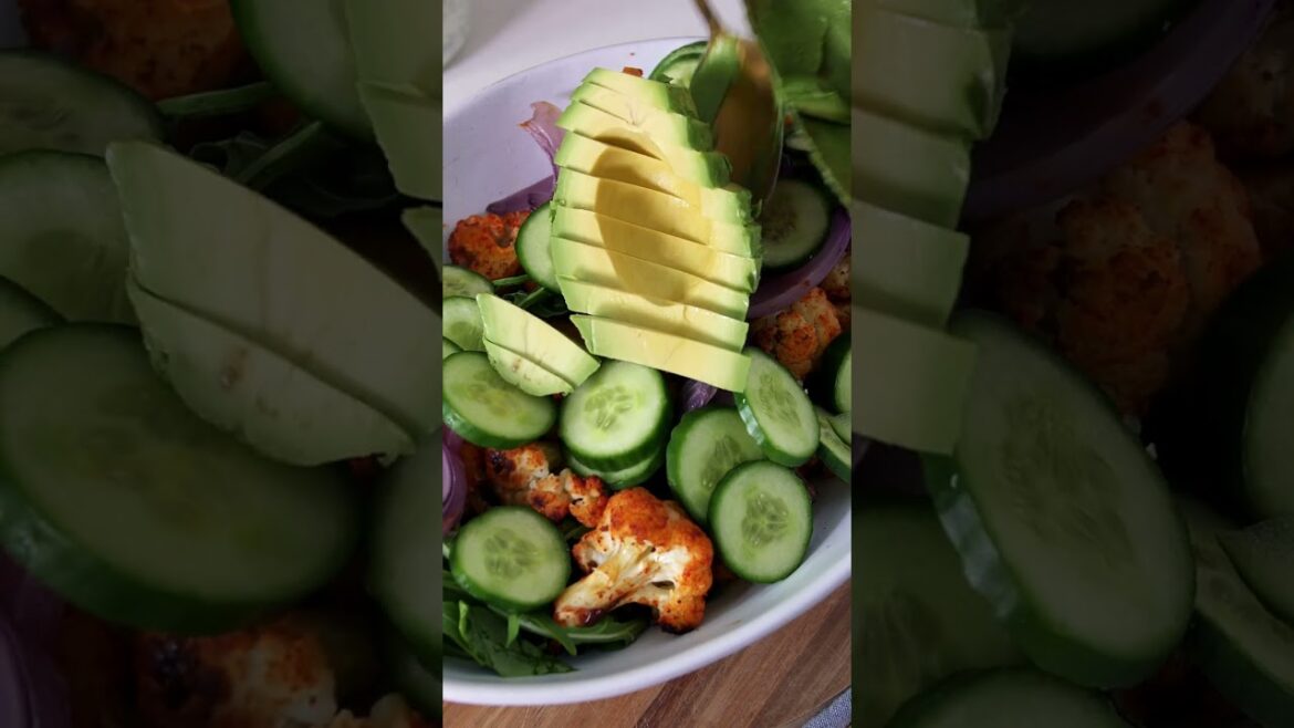 Roasted CAULI SALAD w/ Healthy Ranch Dressing #plantbasedrecipes