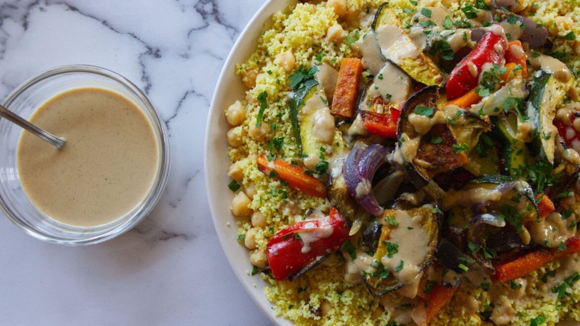 How to Make Moroccan Couscous With Roasted Veg And Tahini Dressing