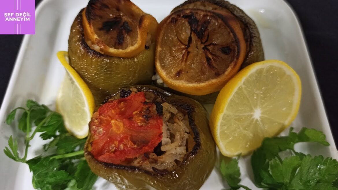 Zeytinyağlı Biber Dolması tarifi nasıl yapılır / Turkish Dolma Stuffed Peppers With Olive Oil recipe
