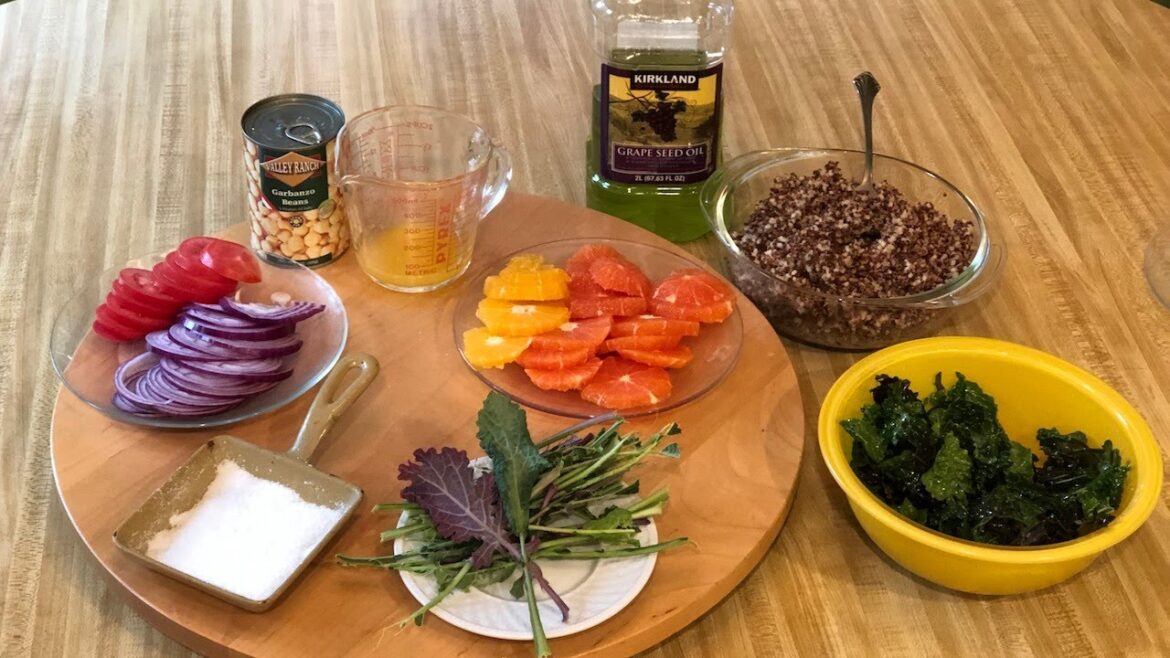 Serving “Composed Salad” or SALAD BAR MEALS -Kale, Quinoa, Cara Cara Orange and Red Onion Salad Serving "Composed Salad" or SALAD BAR MEALS -Kale, Quinoa, Cara Cara Orange and Red Onion Salad