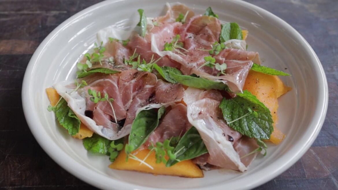 Salad of Prosciutto with Melon, Basil and Mint by Tobie Puttock Salad of Prosciutto with Melon, Basil and Mint by Tobie Puttock