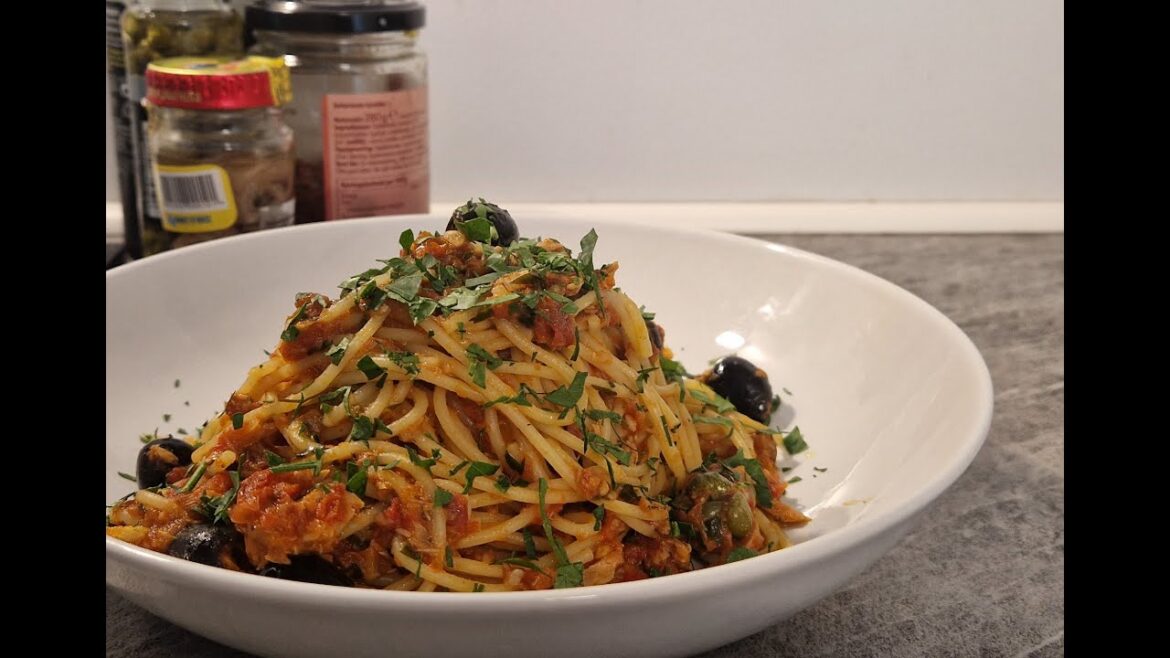 Spaghetti Puttanesca with Tuna