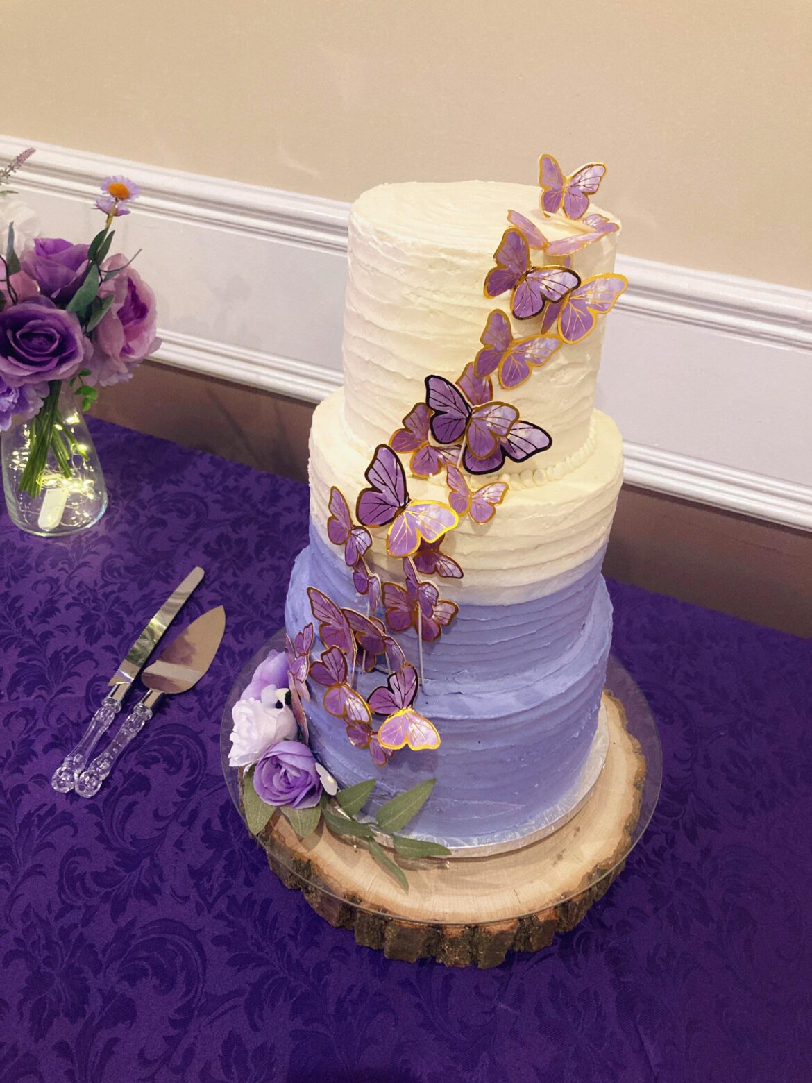 My first ever tiered cake for my aunts wedding. So glad it survived. Made in 2 days with no sleep