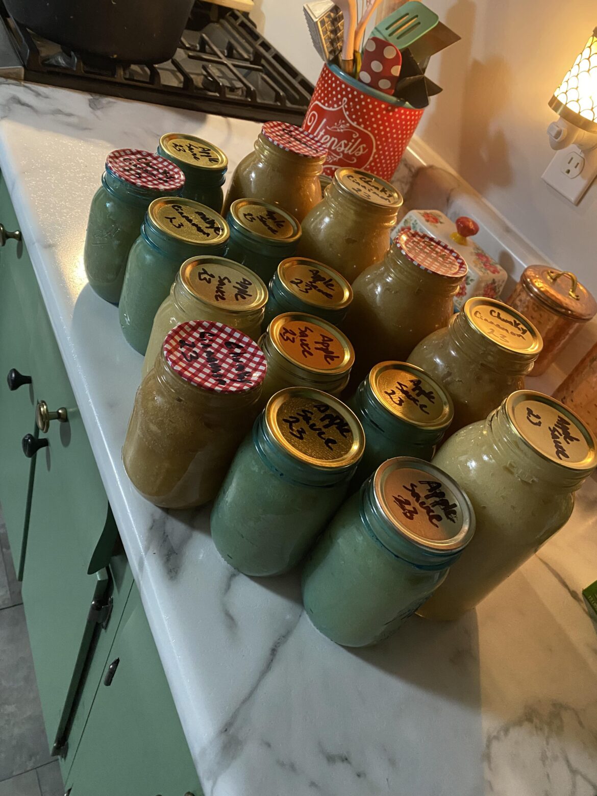 This is what 20 gallons oh apples makes in applesauce.