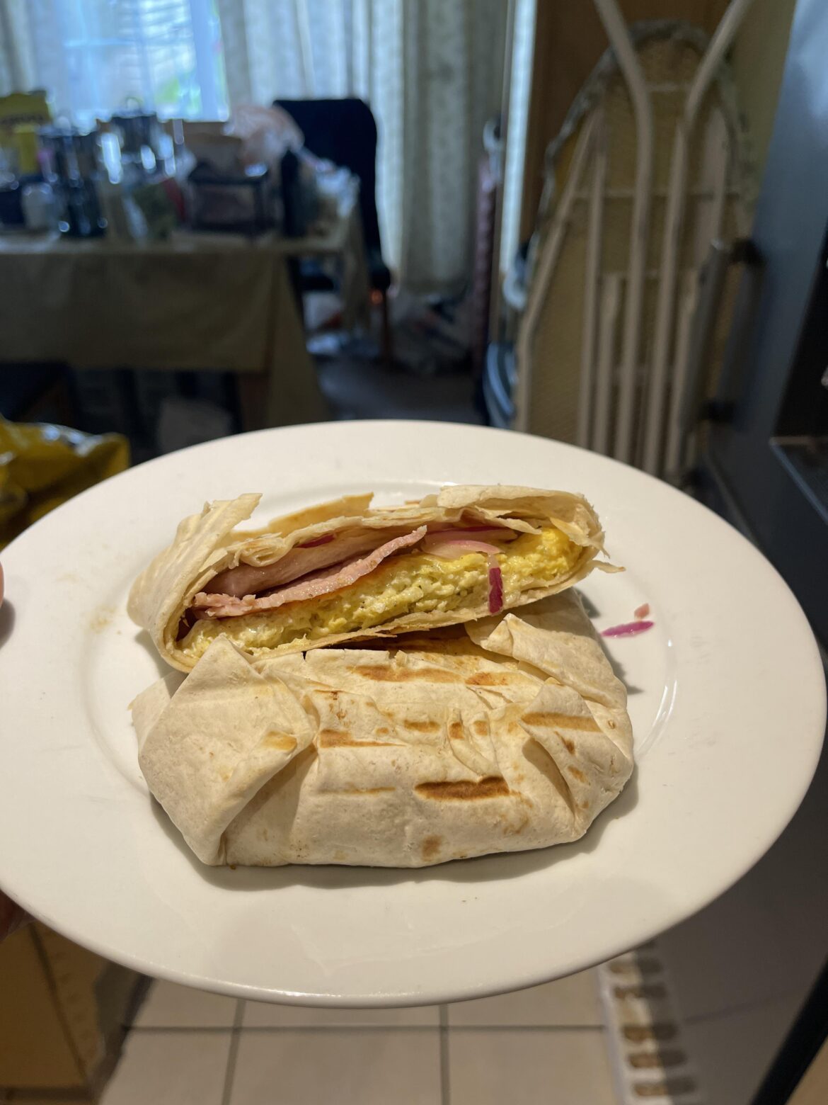 Bacon and cheesy egg wrap 😋
