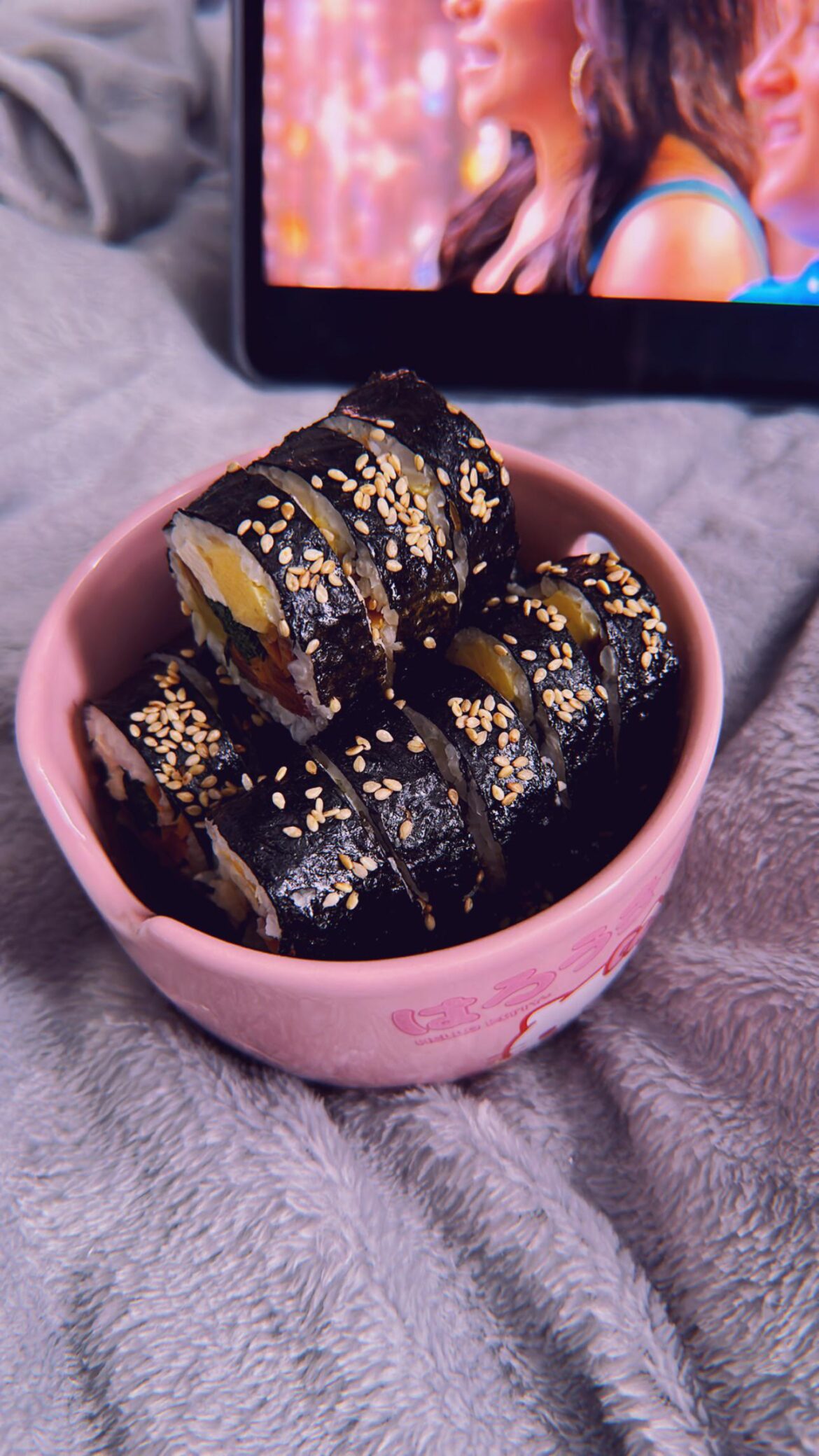 Kimbap. Just egg, tofu, burdock root, daikon, carrot, spinach