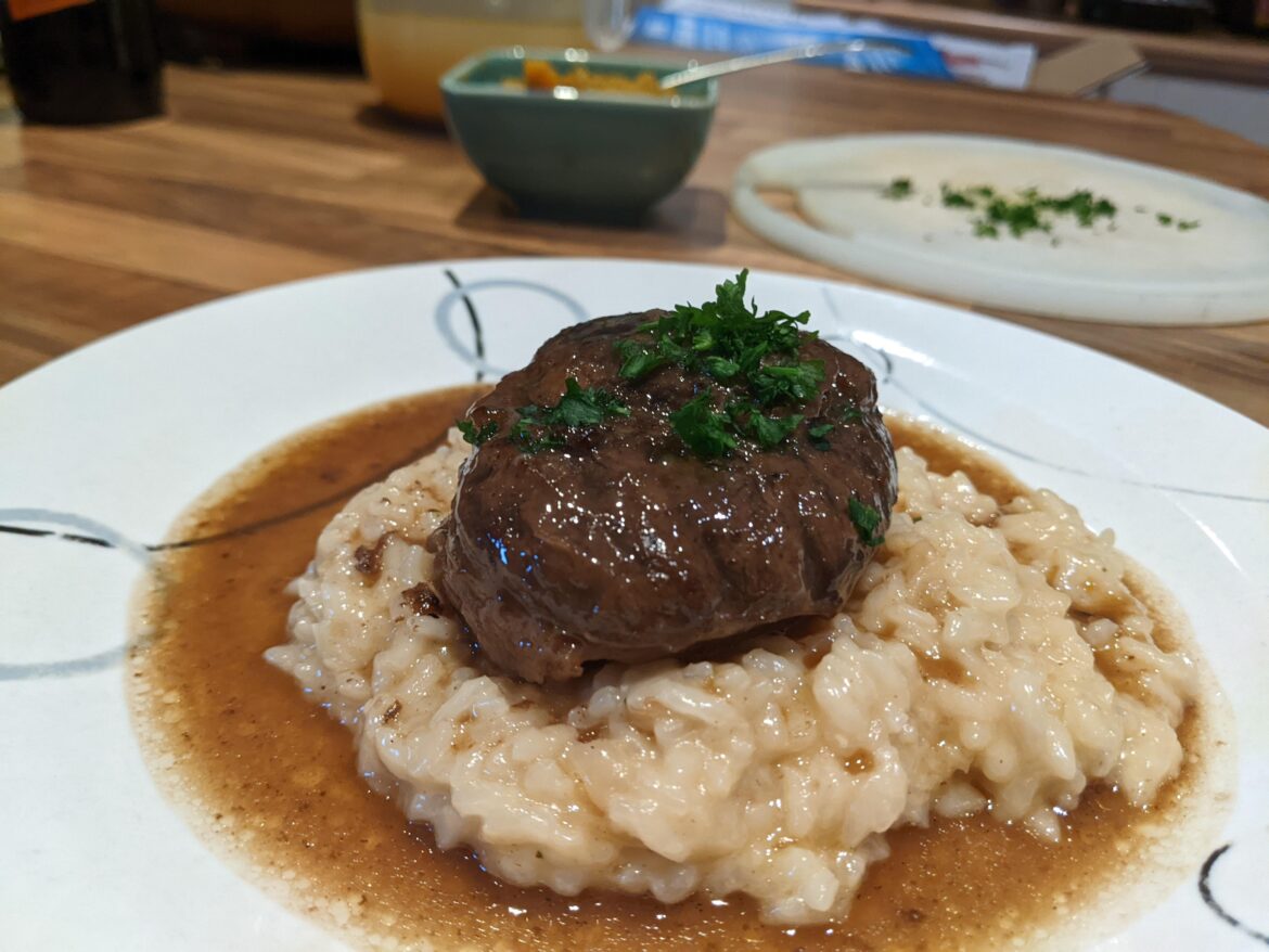 Ale and Cola Braised Beef with Risotto. I made my own beef stock so the whole thing took about 10 hours to make. Was it worth it? Yeah. Sort of.