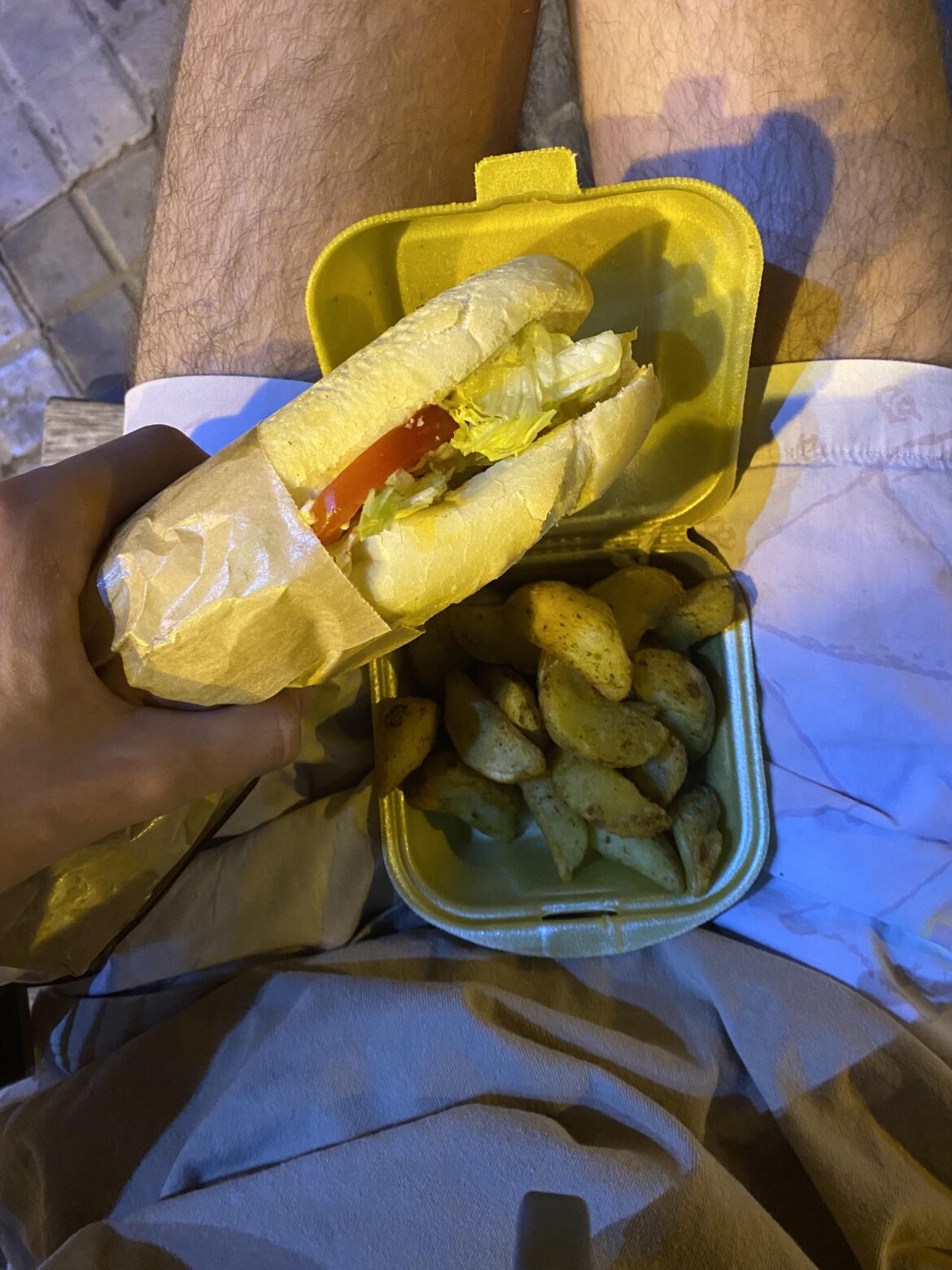 Sandwich and potatoes