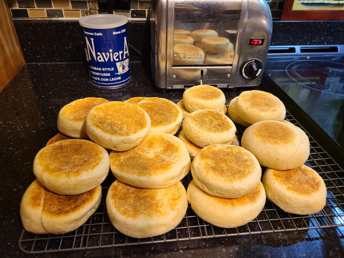 First attempt at sourdough discard English muff.