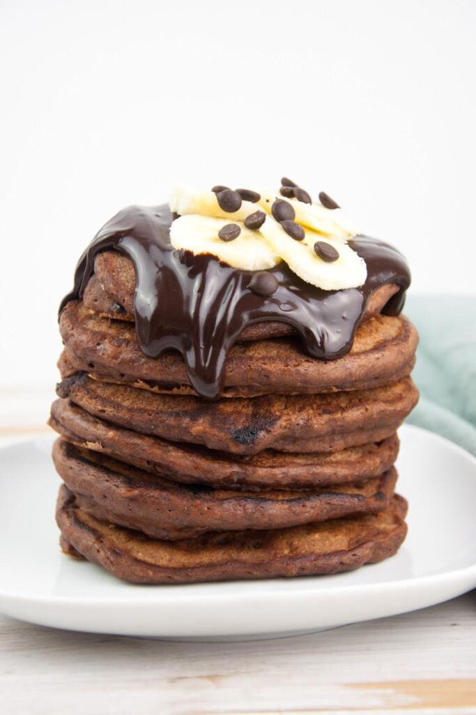 Vegan Chocolate Banana Pancakes