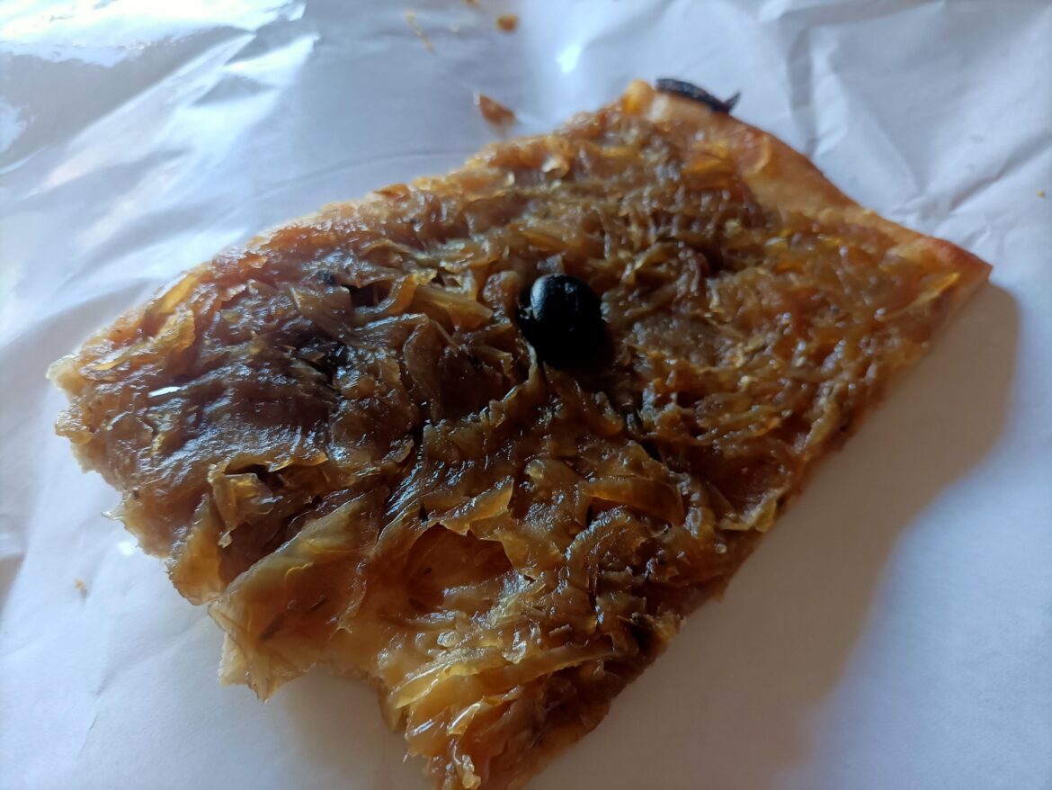In my hometown of Nice, France, there's a regional dish called Pissaladière, which is cooked and served like pizza but it's caramelised onions and traditionally served with anchovies.
