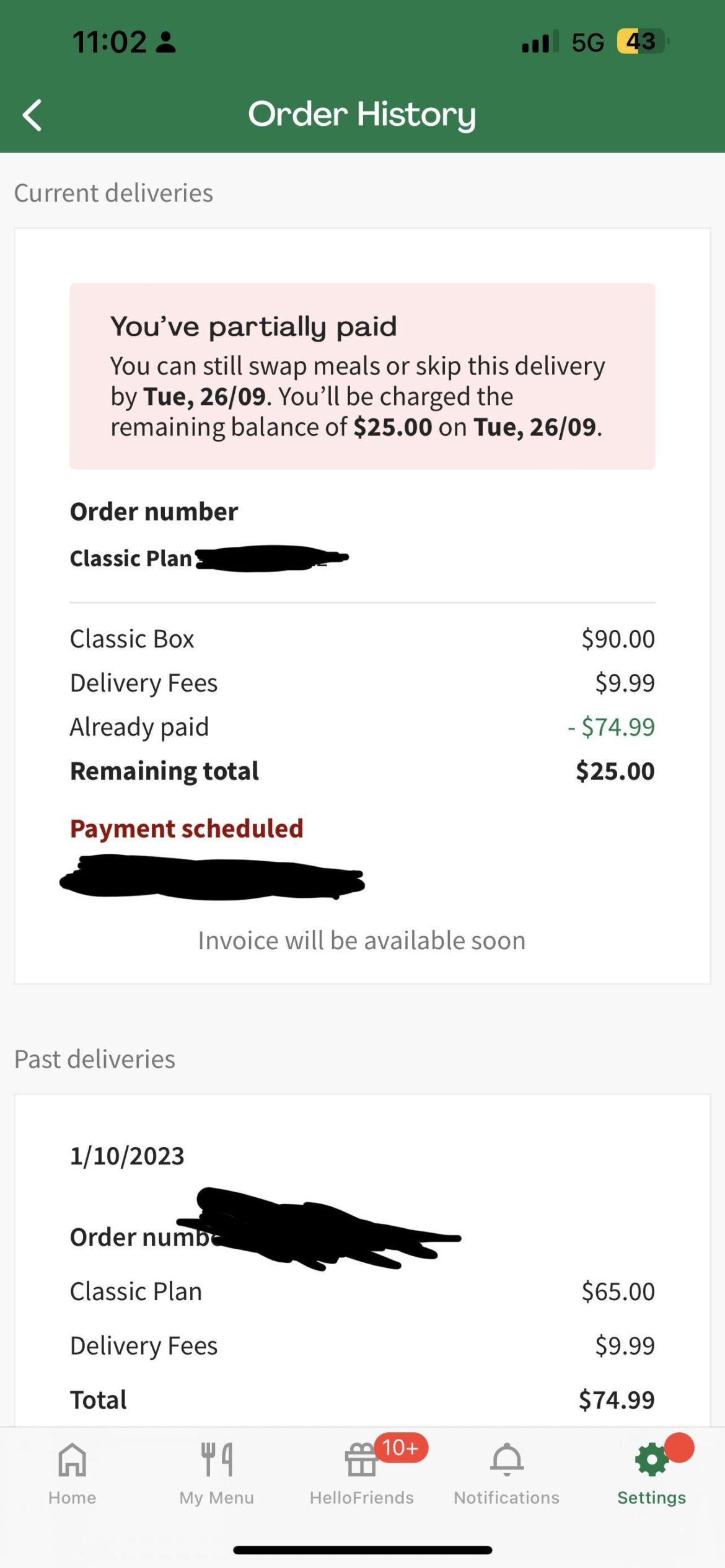 What is the remaining $25 that I have to pay at a later date?
