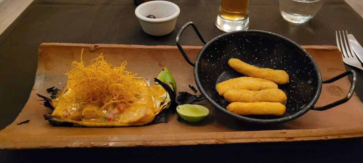 Served on a rooftile. It wobbled the whole time...