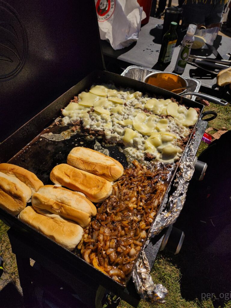 Made cheese steaks for our WVU tailgate
