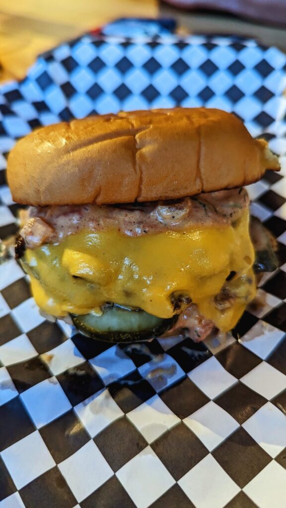 Le Beef Burger Pop Up at Vacancy Brewing 9/25/23 - Really great burger and super friendly staff.