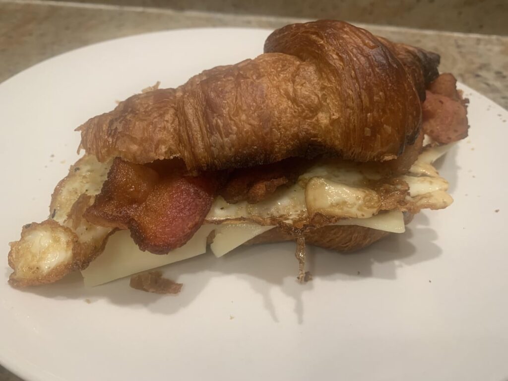 Bacon, egg & cheese on a Costco croissant