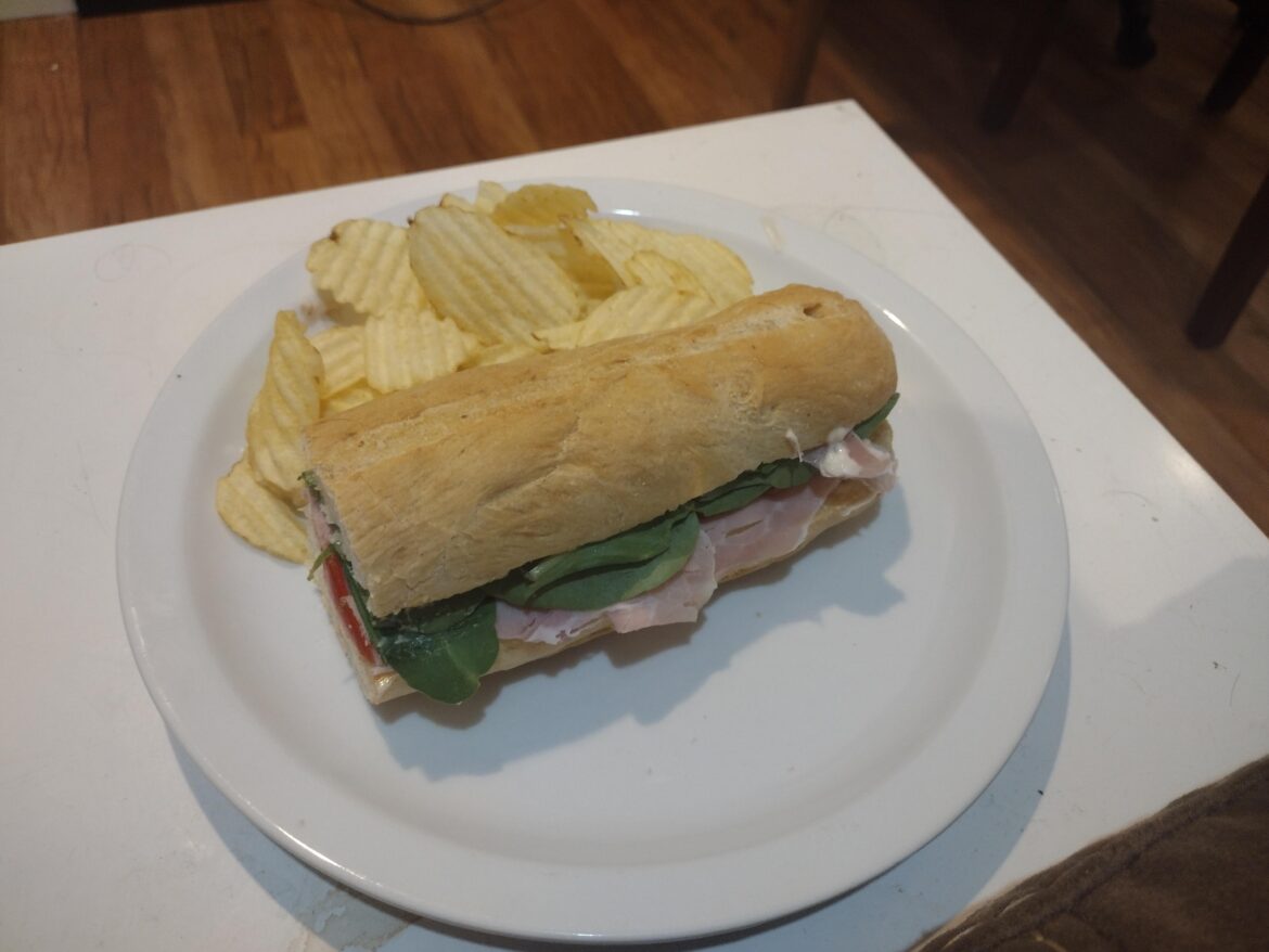 Ham, spinach, tomato, onion, capers, mayo mustard