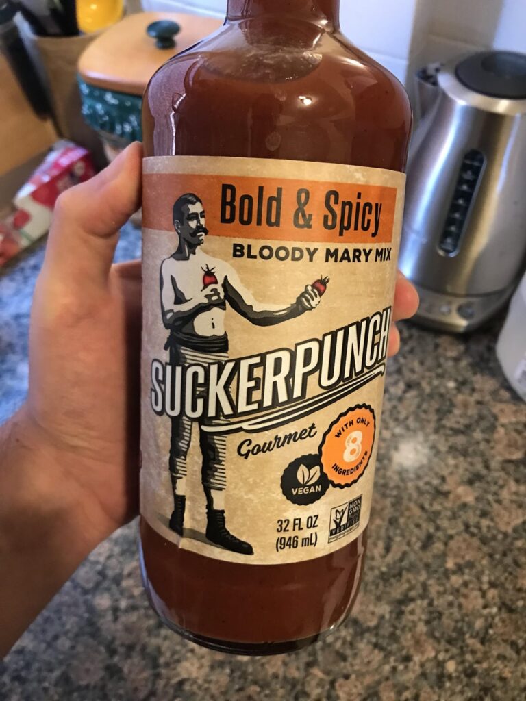“Ghost pepper” bloody mary mix. I should have known. Tastes like they drug 1 ghost pepper across the surface of the tomato juice